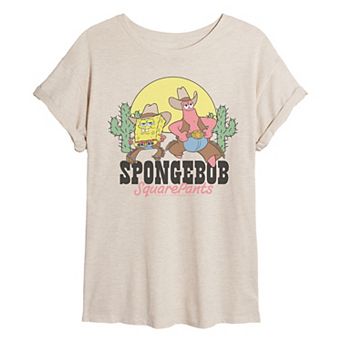 Juniors' SpongeBob SquarePants & Patrick Western Oversized Tee