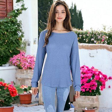 Women's Cross Stitching Textured Long Sleeve Pullover