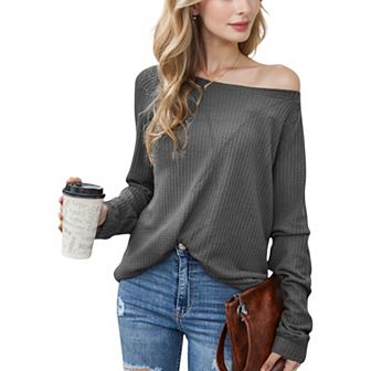 Women's Cross Stitching Textured Long Sleeve Pullover