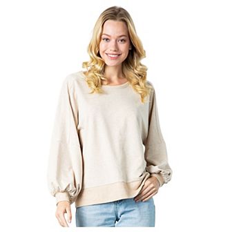 Women's Textured Long Sleeve Pullover with Balloon Sleeves