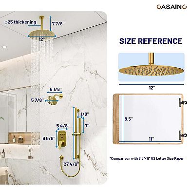 12inch Dual Showerhead Temperature Display Shower System with 2 in 1 Slider Bar Shower Handheld