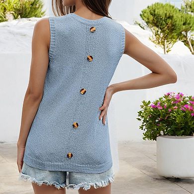 Women's Sleeveless Knit Top with Front Pocket Detail