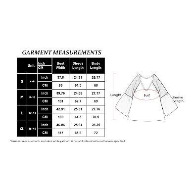 Women's Lace Detail V-Neck Blouse with Bell Sleeves