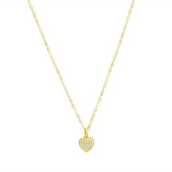 Charming Girl Kids 14k Gold Cubic Zirconia Heart Pendant Necklace