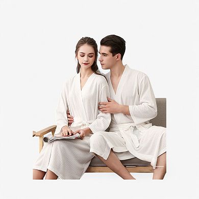 Women's Lightweight Long Robe with Waist Tie and Pockets