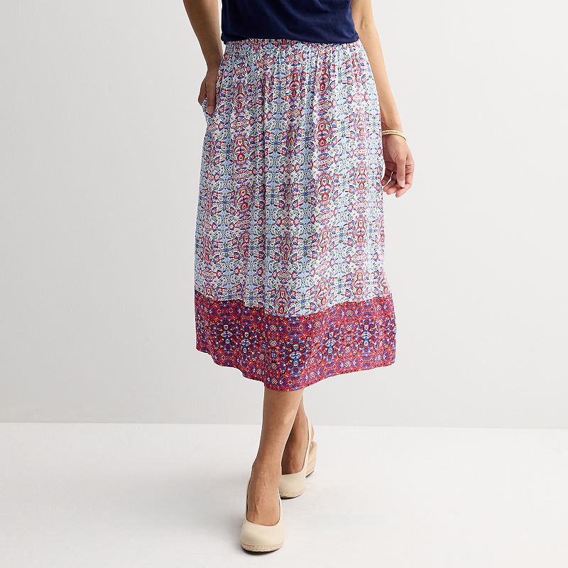 Women's Croft & Barrow® Elastic Waist Midi Skirt