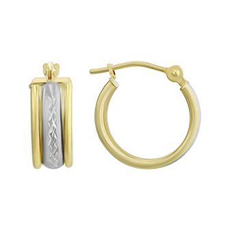 Forever 14K Textured Center Hoop Earrings