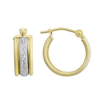 Forever 14K Textured Center Hoop Earrings