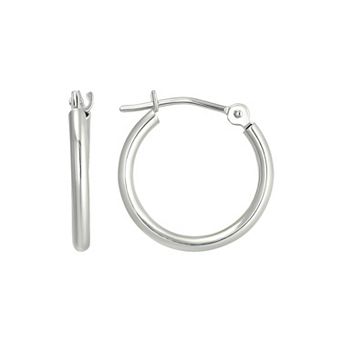 Forever 14K 14k White Gold 15mm Polished Hoop Earrings
