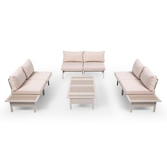 8 pc Patio Furniture Set Outdoor Metal Frame Patio Conversation Sets with Cushions