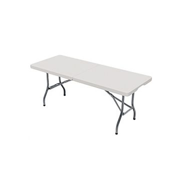 6-Foot Bi-Fold Folding Table - Heavy Duty Indoor Outdoor Plastic Banquet Table