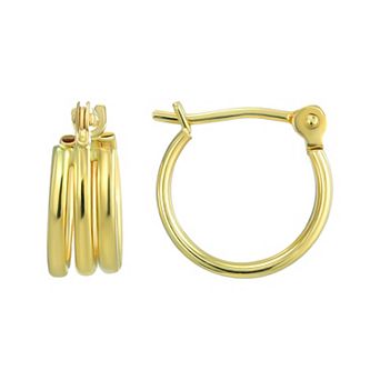 Forever 14K 3 Row Huggie Hoop Earrings