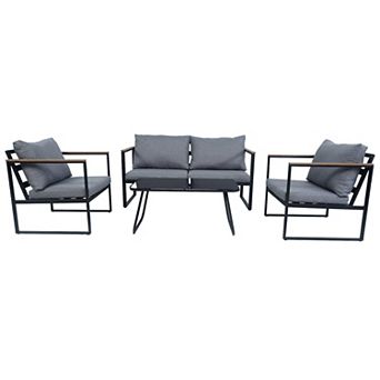 4 pc All-Weather Galvanized Steel Frame Couch for Patio Garden Outdoor Metal Sectional Sofa