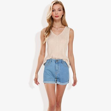 Women's Sleeveless V-Neck Sweater Knit Tank Top