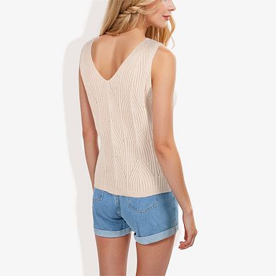 Women's Sleeveless V-Neck Sweater Knit Tank Top