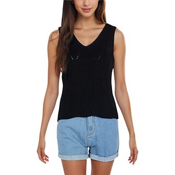 Women's Sleeveless V-Neck Sweater Knit Tank Top