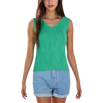 Women's Sleeveless V-Neck Sweater Knit Tank Top