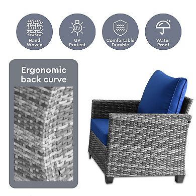 4 Pieces Rattan Seating Set with Ottomans for Garden Backyard or Patio