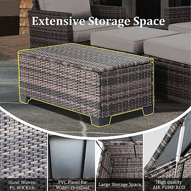 4 Pieces Rattan Seating Set with Ottomans for Garden Backyard or Patio