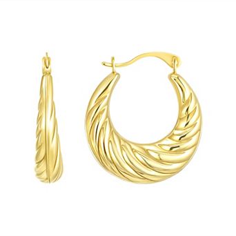 Forever 14K Puffed Twist Hoop Earrings