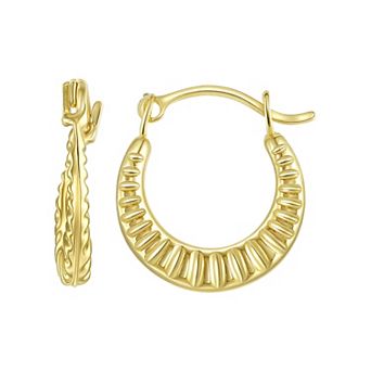 Forever 14K Ribbed Huggie Hoop Earrings