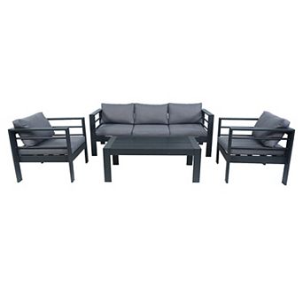 Square Tube 4 pc Aluminum Patio Sofa Set with Washable Cushions
