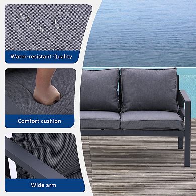 Square Tube 4-Piece Aluminum Patio Sofa Set with Washable Cushions