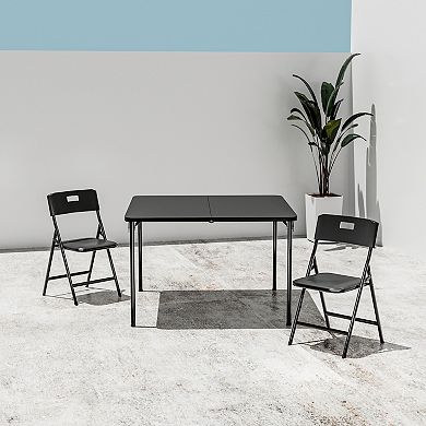 4-Pack Folding Chairs Plastic Stackable Dining Chairs for Indoor Outdoor Use