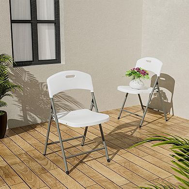 4-Pack Folding Chairs Plastic Stackable Dining Chairs for Indoor Outdoor Use