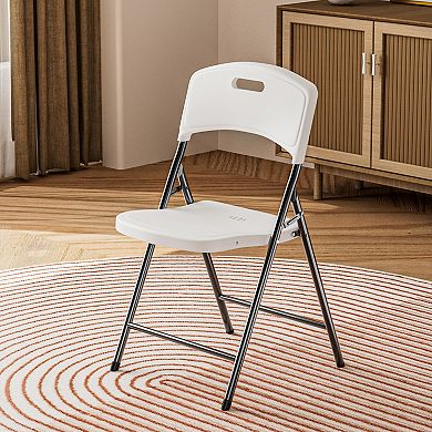 4-Pack Folding Chairs Plastic Stackable Dining Chairs for Indoor Outdoor Use