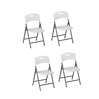 4-Pack Folding Chairs Plastic Stackable Dining Chairs for Indoor Outdoor Use