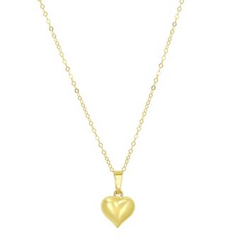 Forever 14K Polished Puff Heart Pendant Necklace