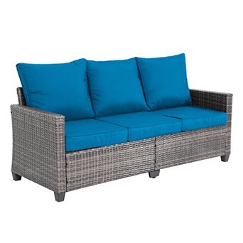 Decksplore 3 Seat Outdoor Wicker Couch Standard Back with Cushions