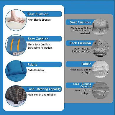 Decksplore 3 Seat Outdoor Wicker Couch Standard Back with Cushions