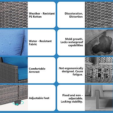 Decksplore 3 Seat Outdoor Wicker Couch Standard Back with Cushions