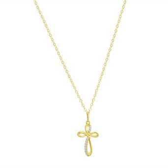 Forever 14K Cubic Zirconia Cross Pendant Necklace