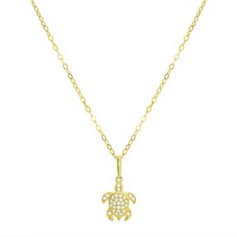 Forever 14K Cubic Zirconia Turtle Pendant Necklace