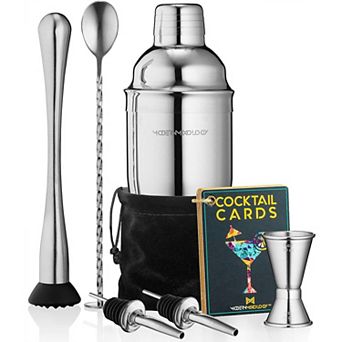 Mixology Cocktail Shaker Set Drink Mixer, 8 pc Portable Bartender Kit with 24oz Martini Shaker