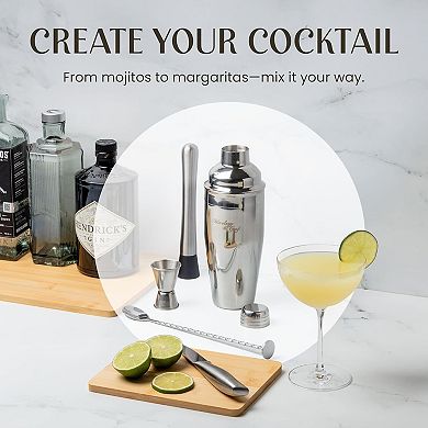 Mixology Cocktail Shaker Set Drink Mixer, 8-Piece Portable Bartender Kit with 24oz Martini Shaker