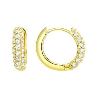 Mindful Brilliance 10k Gold 1/3 Carat T.W. Lab-Created Diamond Pave Huggie Hoop Earrings
