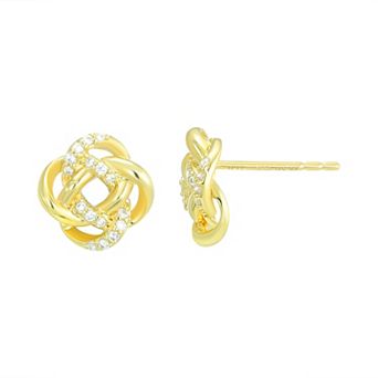 Mindful Brilliance 10k Gold 1/8 Carat T.W. Lab-Created Diamond Loveknot Stud Earrings