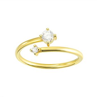 Mindful Brilliance 10k Gold 1/8 Carat T.W. Lab-Created Diamond Bypass Ring