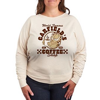 Plus Size Garfield Coffee Shop French Terry Long Sleeve Tee