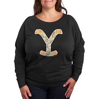 Plus Size Yellowstone Floral Logo French Terry Long Sleeve Tee