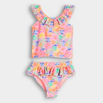 Baby & Toddler Girl Jumping Beans® Disney's Lilo & Stitch 2 pc Ruffle Neck Tankini Swim Top & Swim Bottoms Set