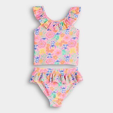 Baby & Toddler Girl Jumping Beans® Disney's Lilo & Stitch 2-pc. Ruffle Neck Tankini Swim Top & Swim Bottoms Set