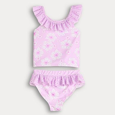 Baby & Toddler Girl Jumping Beans® 2-pc. Ruffle Neck Tankini Swim Top & Swim Bottoms Set