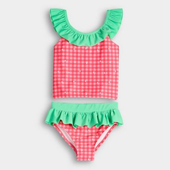Baby & Toddler Girl Jumping Beans® 2 pc Ruffle Neck Tankini Swim Top & Swim Bottoms Set