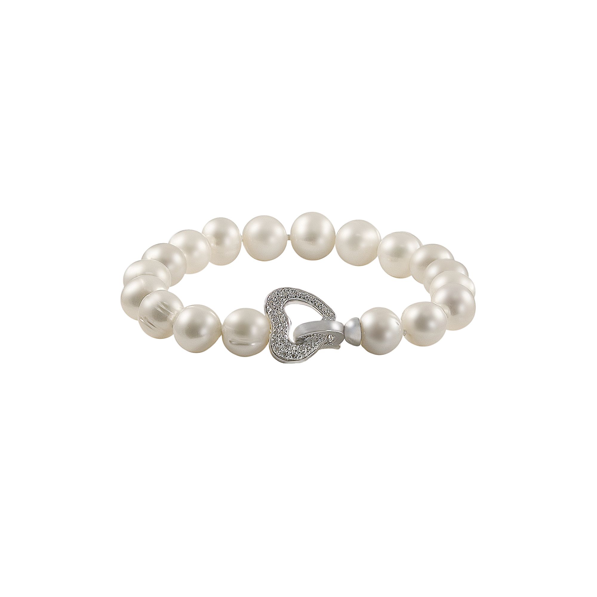 Sterling Silver 1/10-ct. T.W. Diamond and Freshwater Cultured Pearl Heart B
