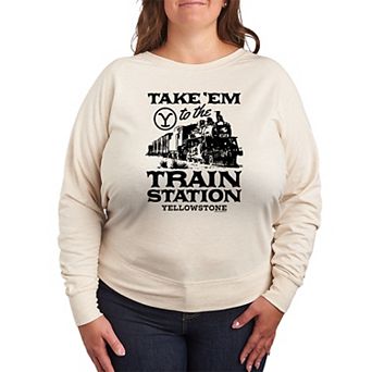 Plus Size Yellowstone Take 'Em To Train Station French Terry Long Sleeve Tee